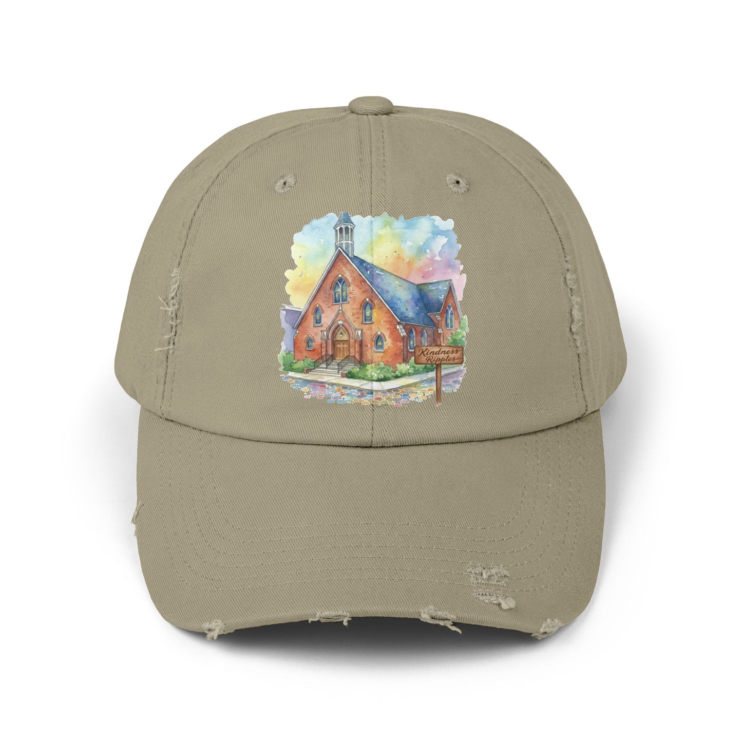 Distressed Cap with Watercolor Church Illustration -- Pays Homage to the Amazing St. William Community