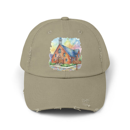 Distressed Cap with Watercolor Church Illustration -- Pays Homage to the Amazing St. William Community
