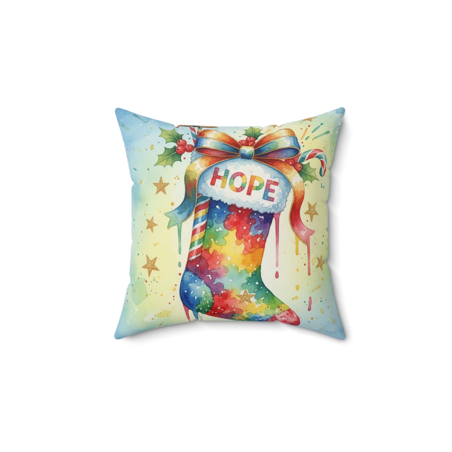 Colorful Holiday Pillow with 'HOPE' Design