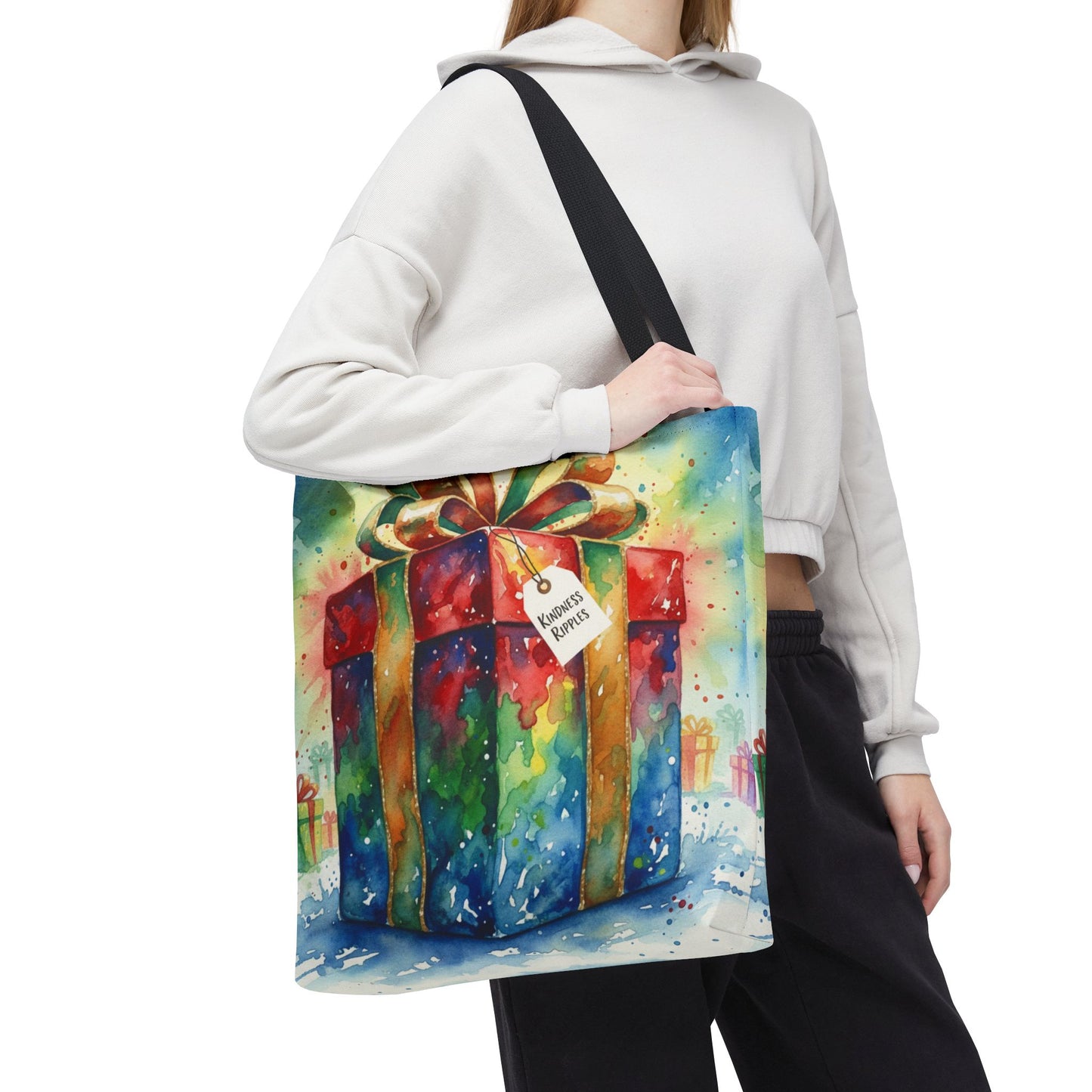 Colorful Gift Tote Bag - Perfect for Holidays & Celebrations -Simple message of Kindness - Reusable