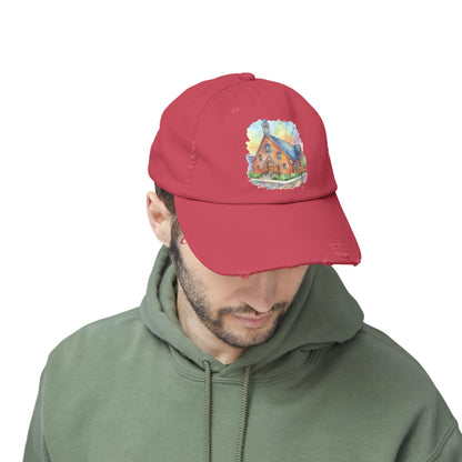 Distressed Cap with Watercolor Church Illustration -- Pays Homage to the Amazing St. William Community