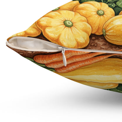 Golden Harvest Garden: Watercolor Vegetable Bounty Pillow