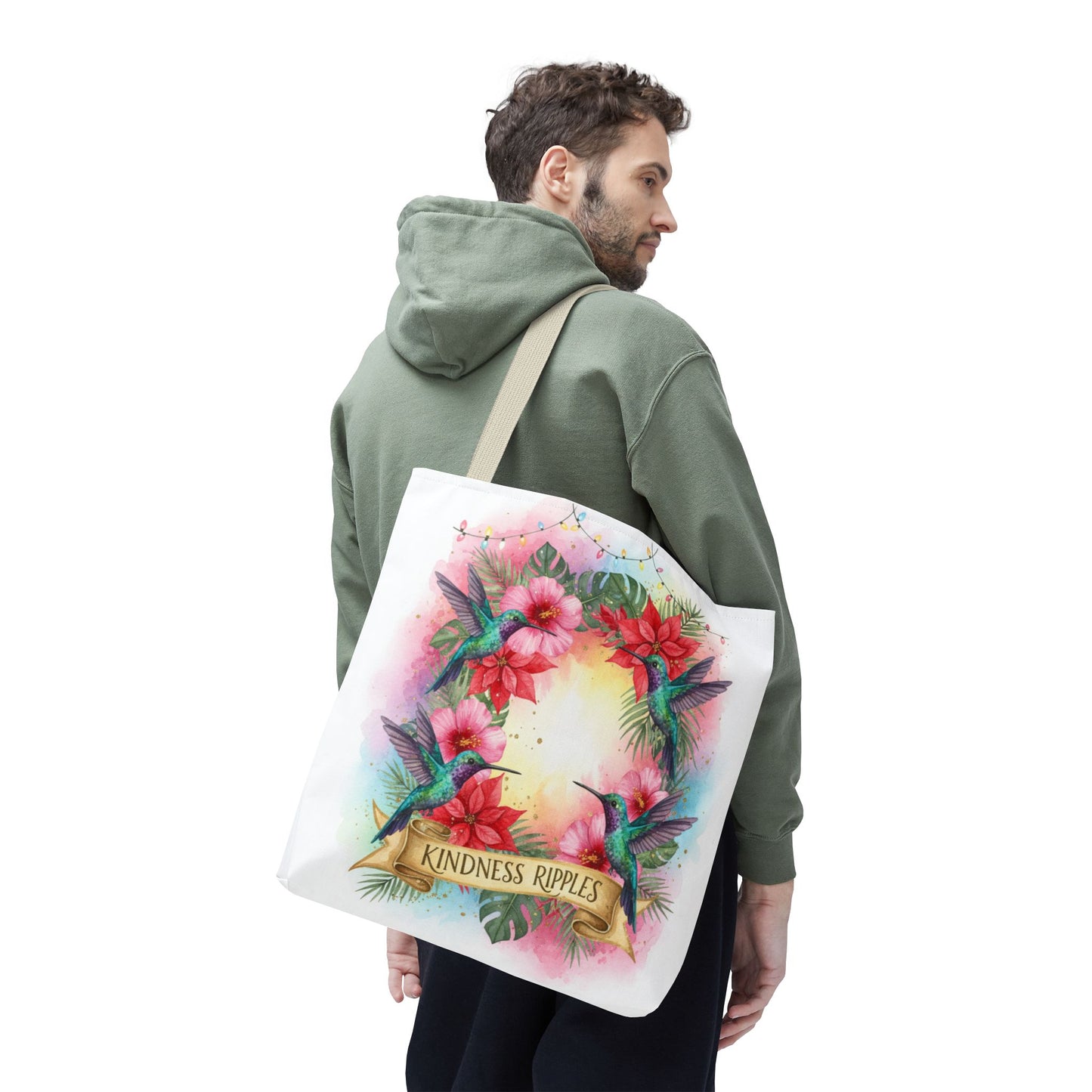 Colorful Kindness Christmas Hummingbirds Tote Bag