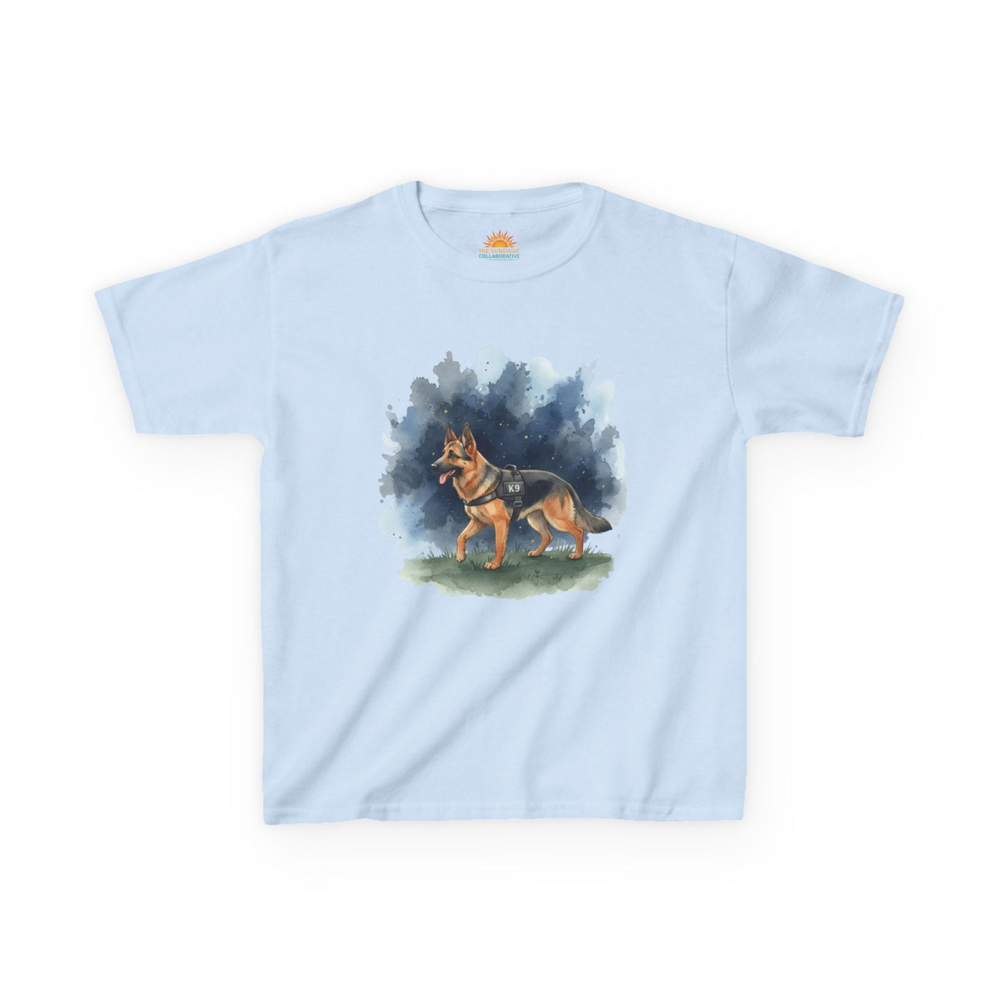 Kids German Shepherd Watercolor T‑Shirt — Cute Dog Tee for Children