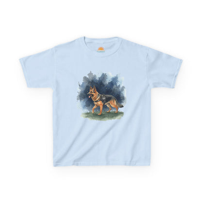 Kids German Shepherd Watercolor T‑Shirt — Cute Dog Tee for Children