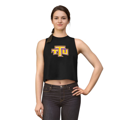 Women's Crop Top - TTU Yellow & Purple Logo Athletic Tank (Front & Back Mascot)