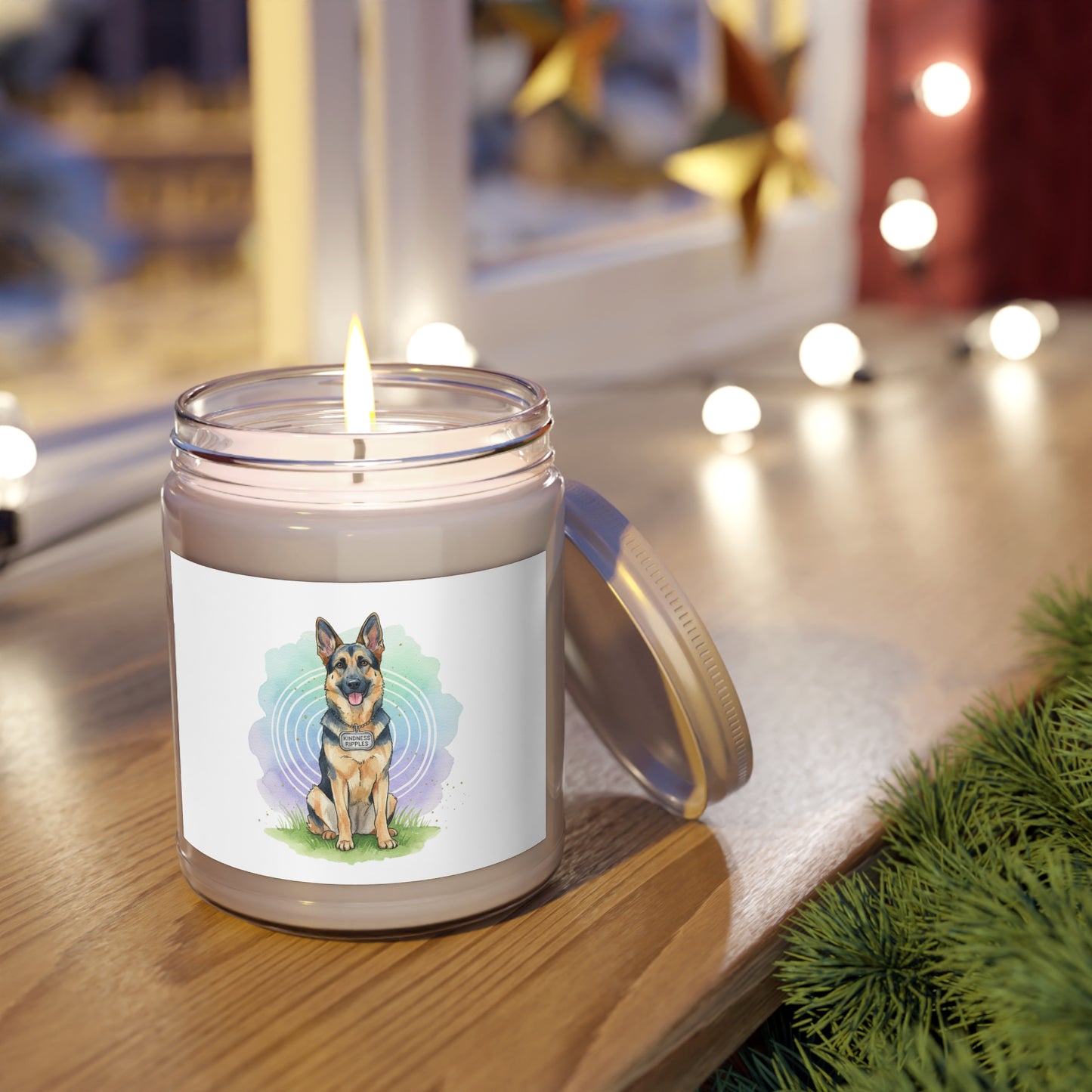 German Shepherd Scented Soy Candle – 9oz White Lid (Dog Lover Gift)