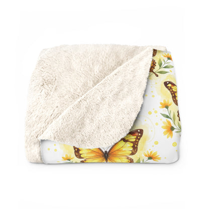 Beautiful Golden Majesty Butterfly Sherpa Blanket
