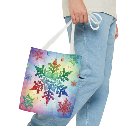 Kindness Ripples Winter Snowflake Tote Bag Colorful Kindness
