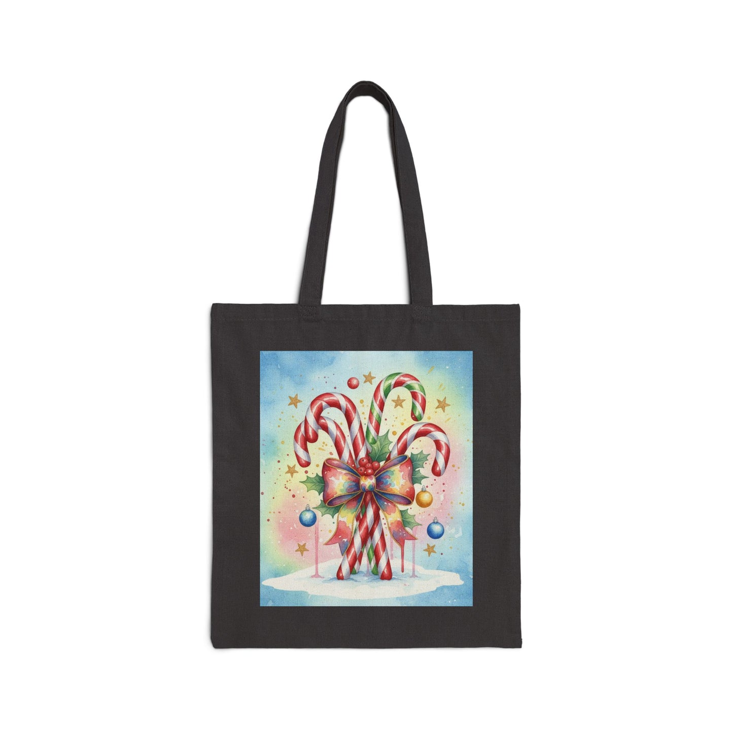 Festive Candy Cane Tote Bag - Christmas Canvas Shopper