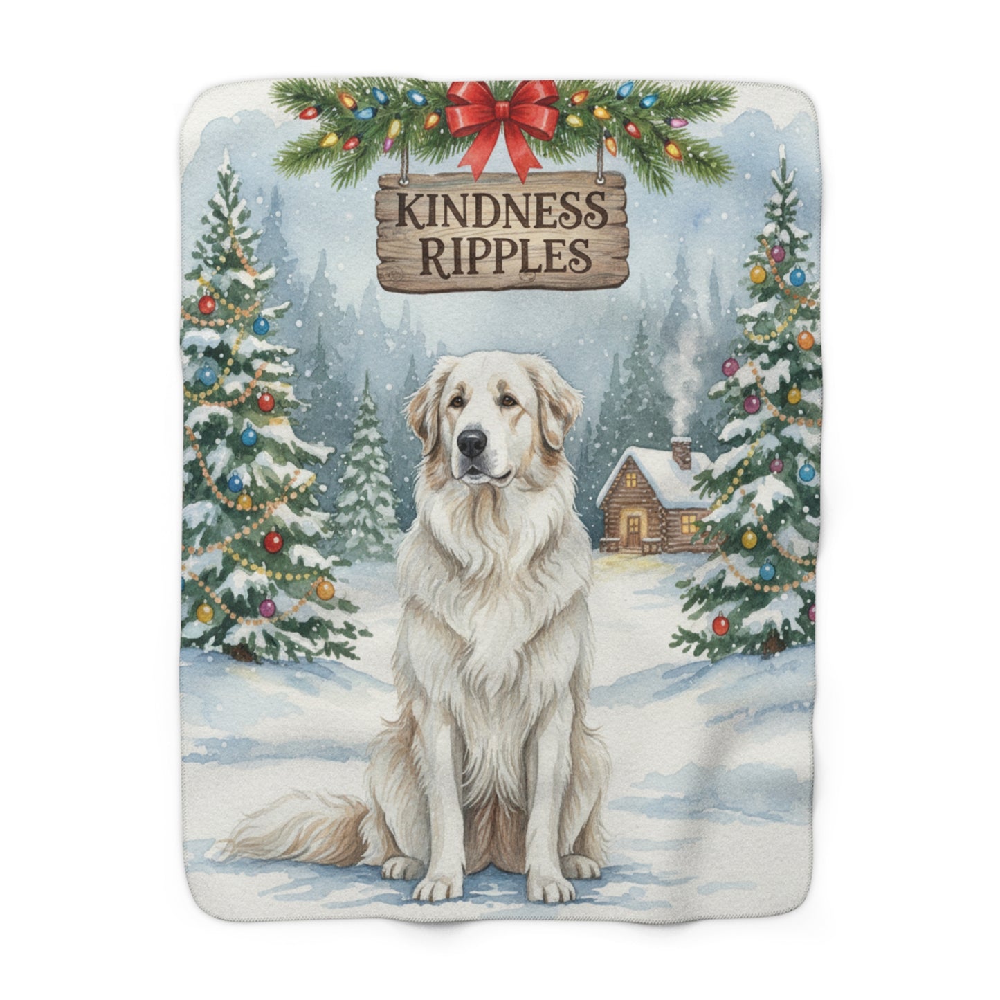 Sweet Great Pyrenees Sherpa Blanket — 'Kindness Ripples' Holiday Throw
