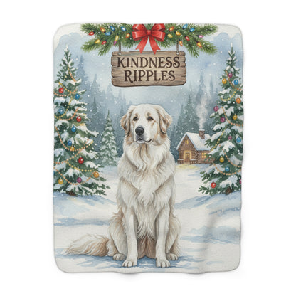 Sweet Great Pyrenees Sherpa Blanket — 'Kindness Ripples' Holiday Throw