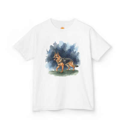 Kids German Shepherd Watercolor T‑Shirt — Cute Dog Tee for Children