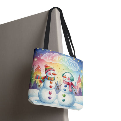 Whimsical Snowman Tote Bag - Kindness Ripples Design