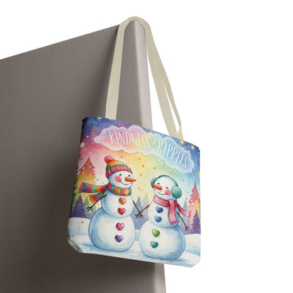 Whimsical Snowman Tote Bag - Kindness Ripples Design