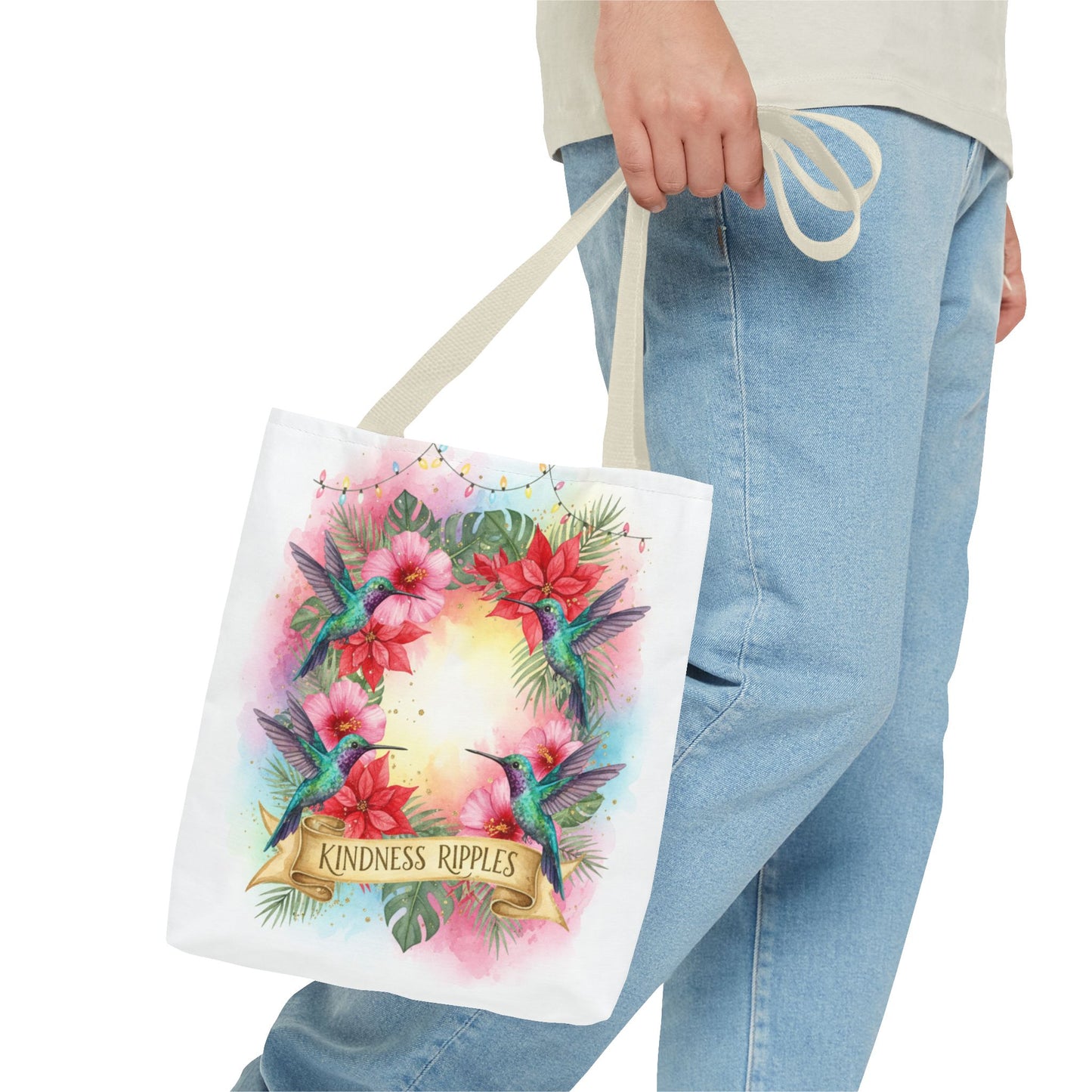 Colorful Kindness Christmas Hummingbirds Tote Bag