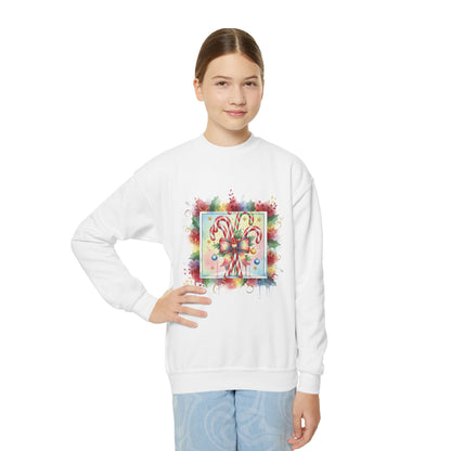 Candy Cane Youth Crewneck Sweatshirt - Festive Holiday Apparel