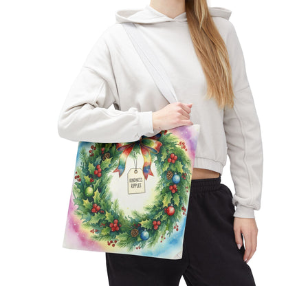 Holiday Wreath Tote Bag - Perfect for Christmas and Winter Celebrations