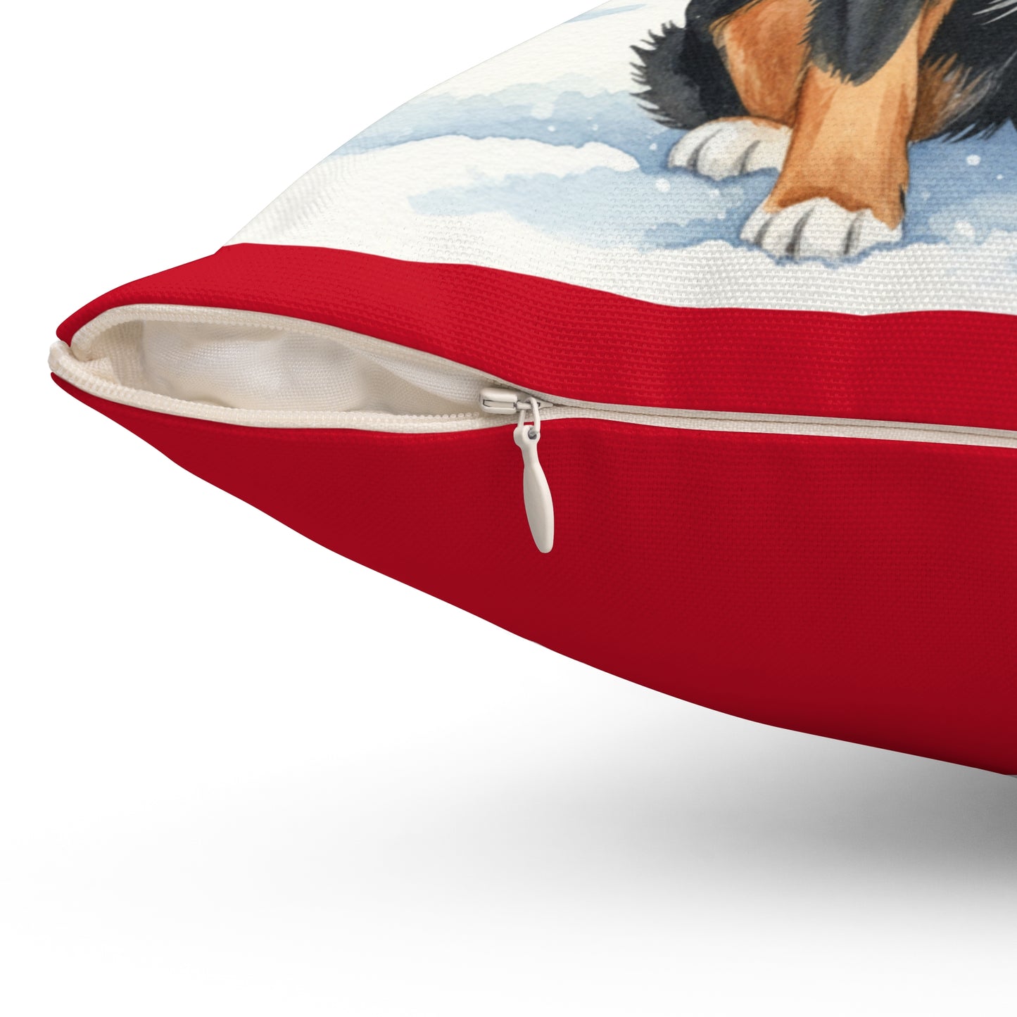 Bernese Mountain Dog Christmas Pillow – Holiday Tree & Gifts Decorative Throw Pillow