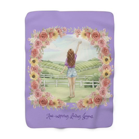 The Molly- Inspirational Sherpa Fleece Blanket - Awe-inspiring. Loving. Joyous - Kentucky Hills Floral Design