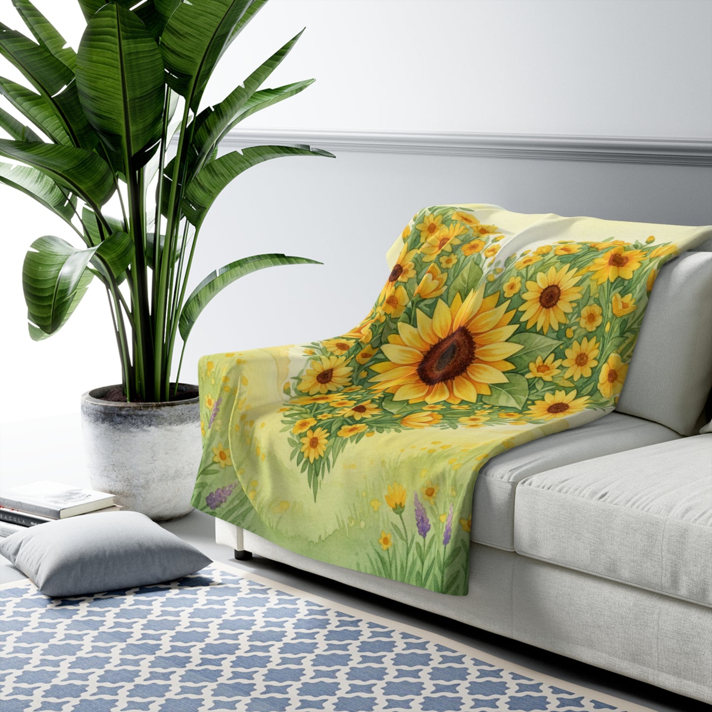 Heart of Sunshine Field of Flowers Sherpa Blanket