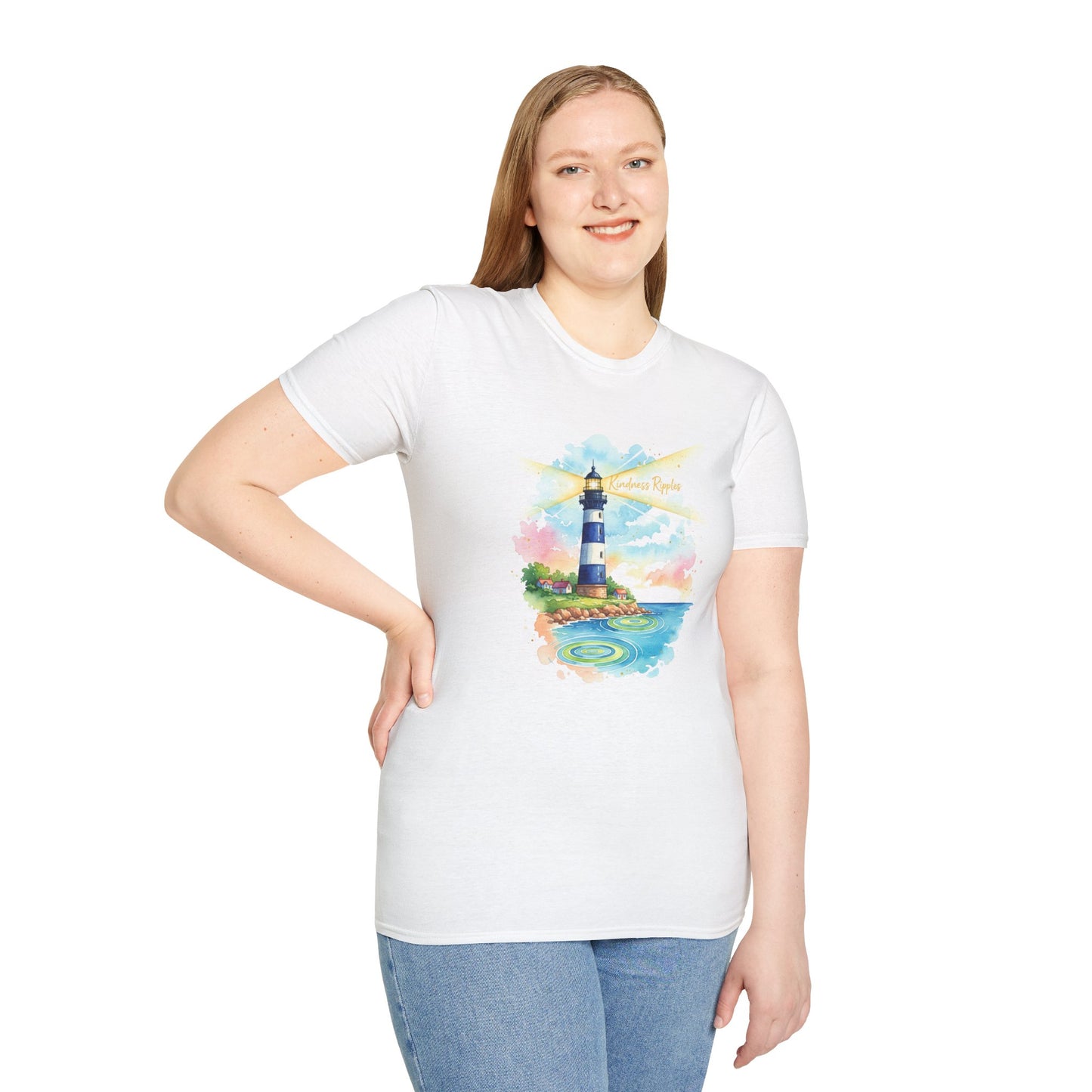 Lighthouse Inspired Unisex Softstyle T-Shirt - Perfect for Beach Lovers