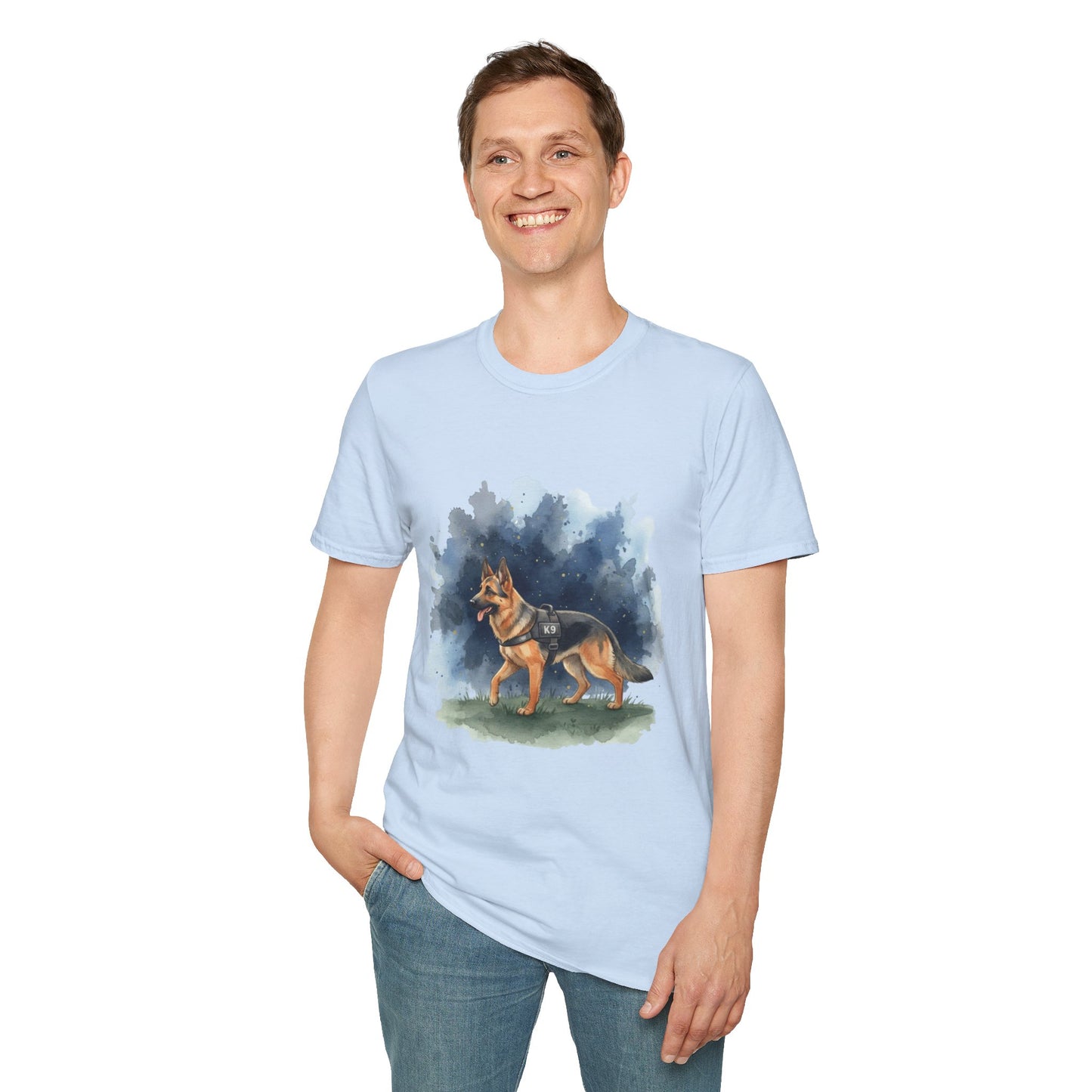 German Shepherd Watercolor T-Shirt — Hand-Painted Dog Lover Tee