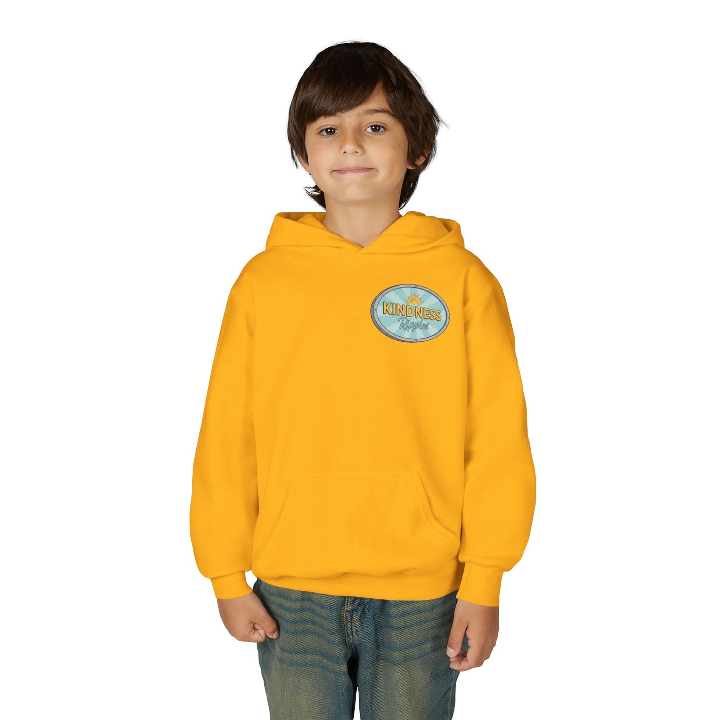 Youth Hooded Sweatshirt - Kindness & Good Energy, Cozy Gift, Throwback, Sunshine Vibes, Kids Apparel, Spring & Summer Fashion