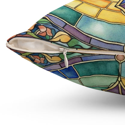 Colorful Kindness Ripples Throw Pillow - Inspirational Home Decor - Stained Glass - Kindness