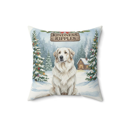 Sweet Great Pyrenees Dog Christmas Pillow – Holiday Tree & Gifts Decorative Throw Pillow