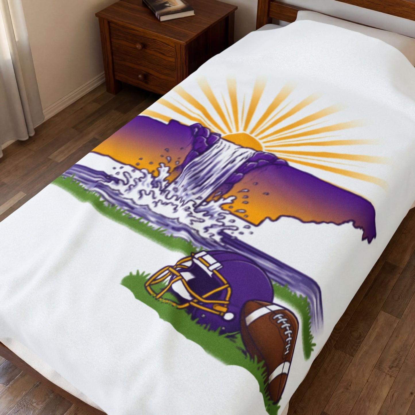 Soft Velvet Blanket with Scenic Design, Cozy Throw for Home Decor, Perfect Gift for Celebrations, Football, and Nature Enthusiasts