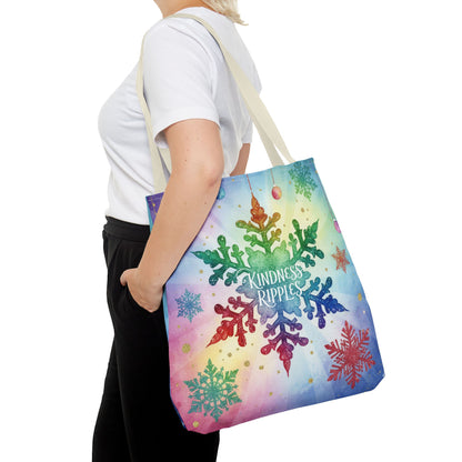 Kindness Ripples Winter Snowflake Tote Bag Colorful Kindness