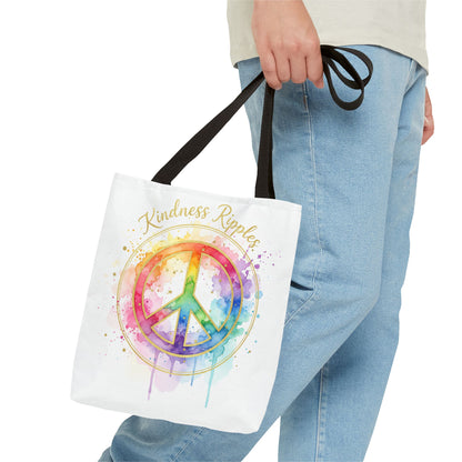 Colorful Peace Symbol Tote Bag | Kindness Ripples Design
