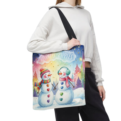 Whimsical Snowman Tote Bag - Kindness Ripples Design