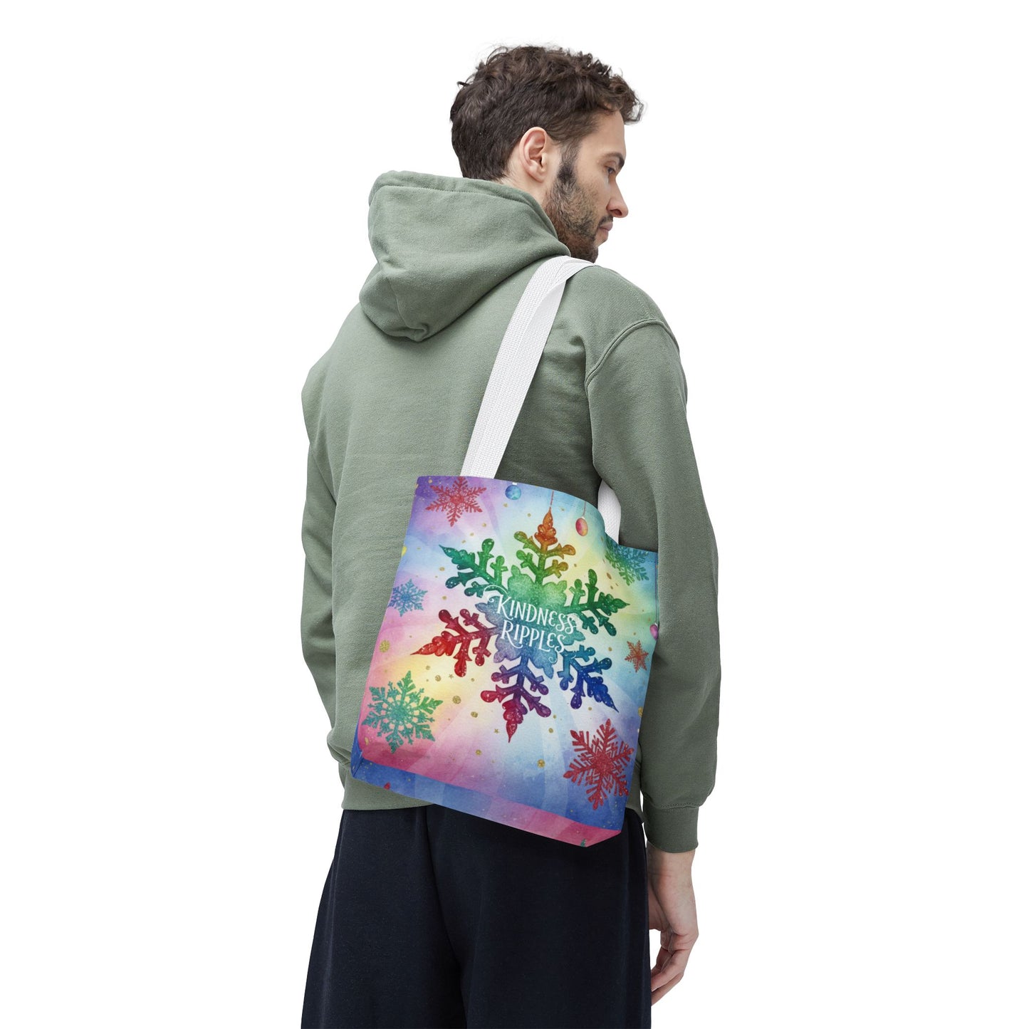 Kindness Ripples Winter Snowflake Tote Bag Colorful Kindness