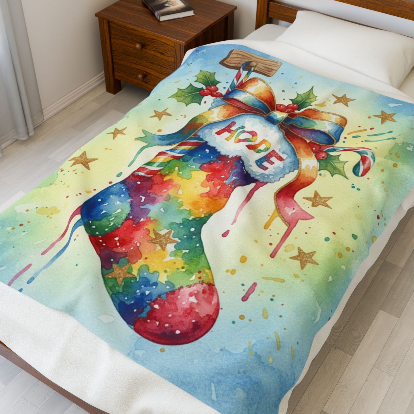 Colorful Christmas Hope Plush Blanket