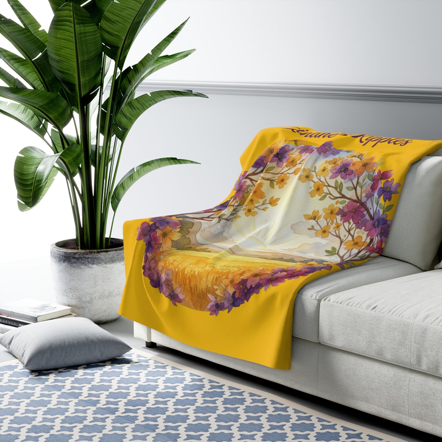 Dogwood Framed TN Landscape Sherpa Fleece Kindness Ripples Blanket - Cozy Floral Throw for Comfort and Inspiration, Cookeville, TN, Dogwoods, Sunrise, Sunset