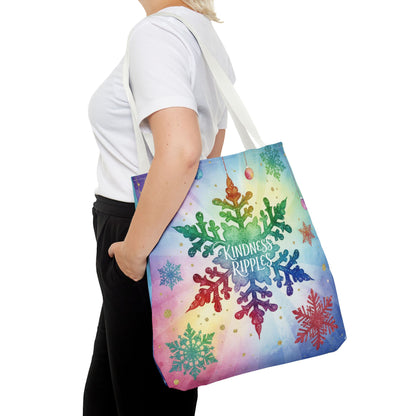 Kindness Ripples Winter Snowflake Tote Bag Colorful Kindness