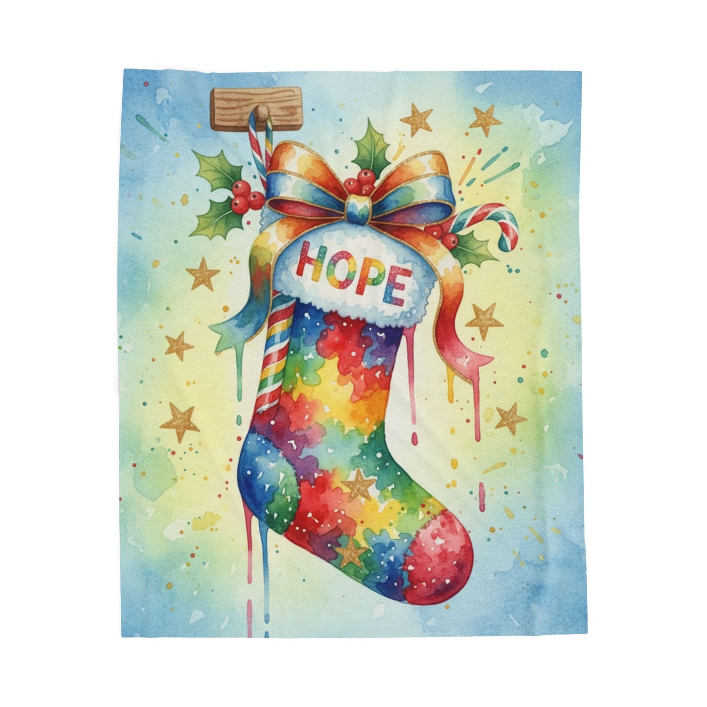 Colorful Christmas Hope Plush Blanket