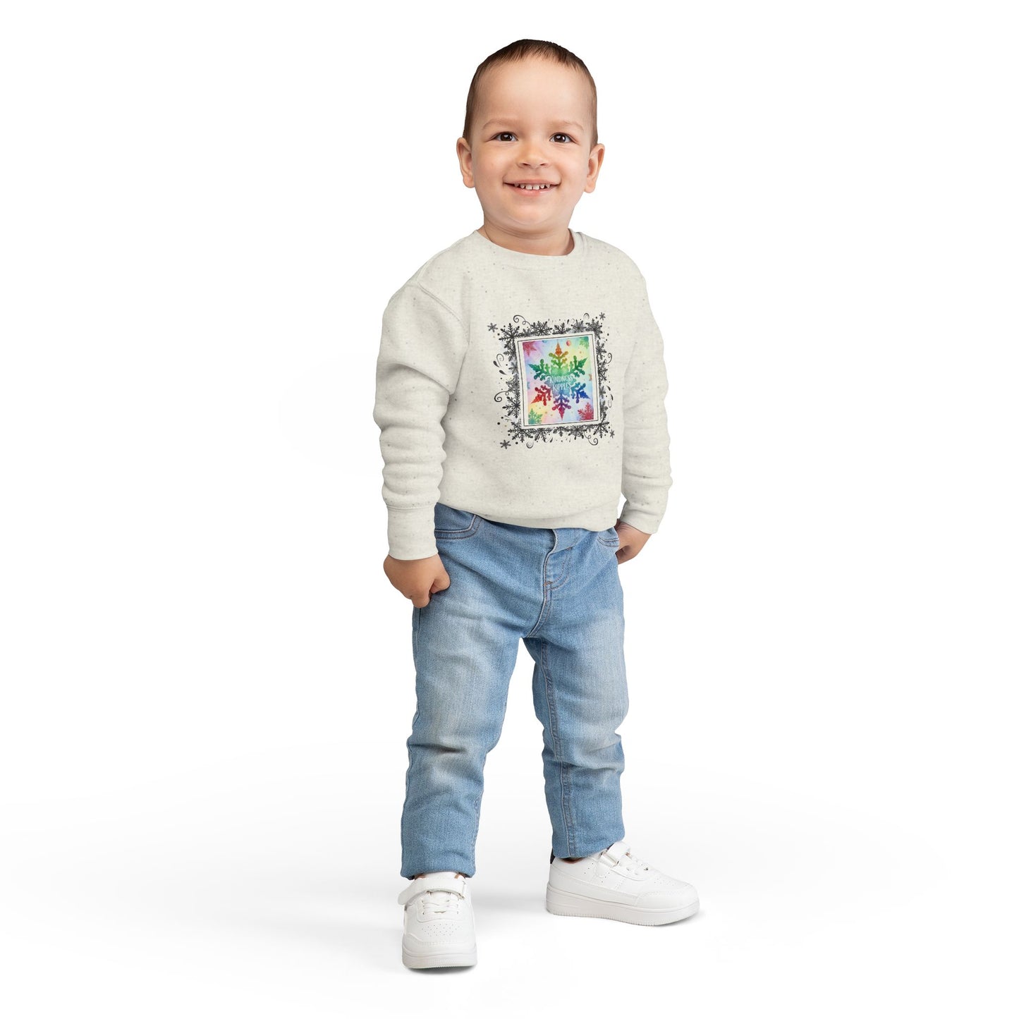 Rainbow Snowflake Toddler Sweatshirt - Kindness Ripples Design