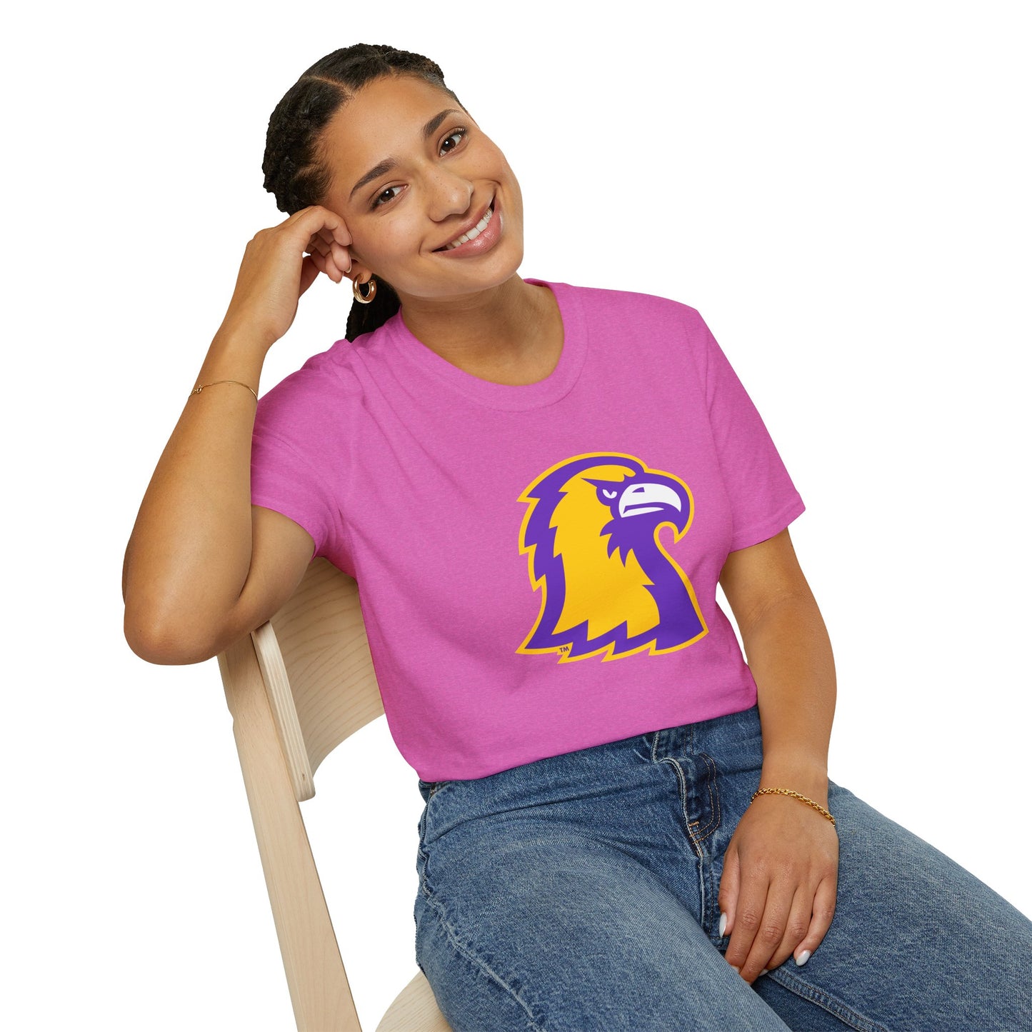 Golden Eagle Mascot Pink Out T-Shirt — Purple & Gold School Spirit Tee
