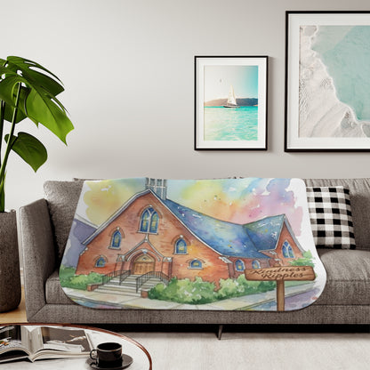 Cozy Sherpa Blanket with Inspiring Church Design - Kindness Ripples - Homage to the amazing St. William Community