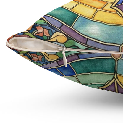 Colorful Kindness Ripples Throw Pillow - Inspirational Home Decor - Stained Glass - Kindness