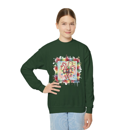 Candy Cane Youth Crewneck Sweatshirt - Festive Holiday Apparel