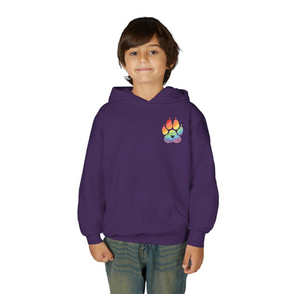 Youth Hoodie — Rainbow Paw & German Shepherd Graphic - Kindness Ripples