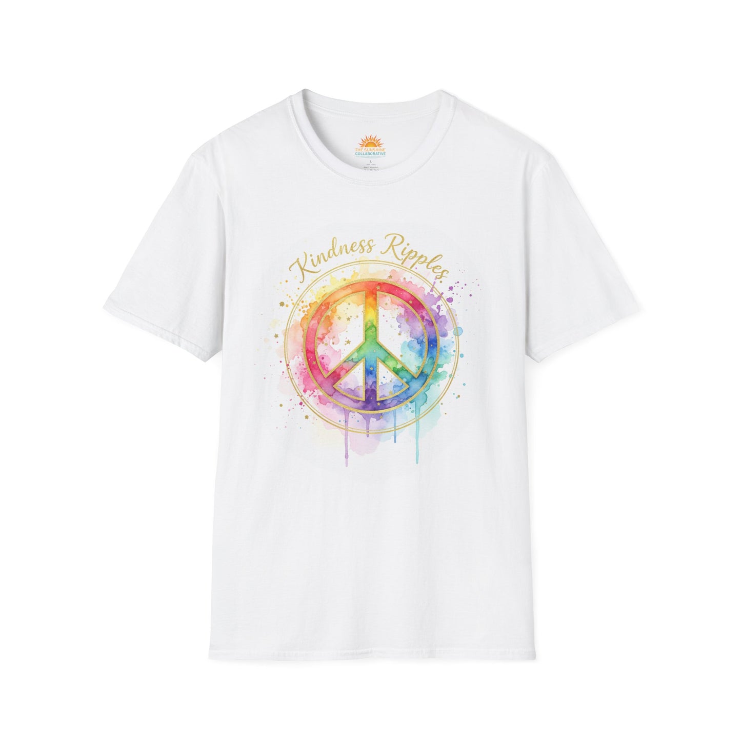 Kindness Ripple Unisex Softstyle T-Shirt - Rainbow Peace Design