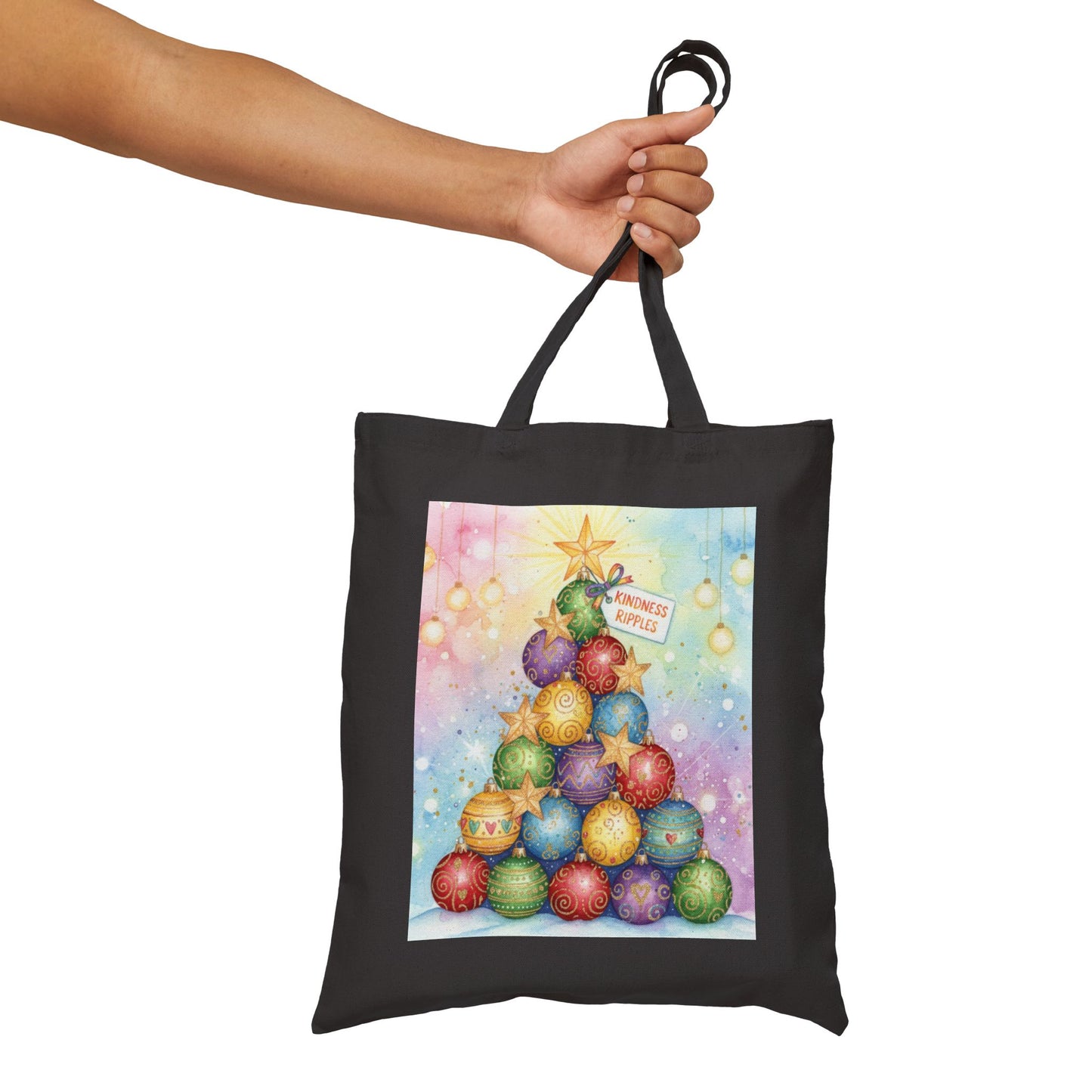 Christmas Ornament Tote Bag - Festive Cotton Canvas Carrier