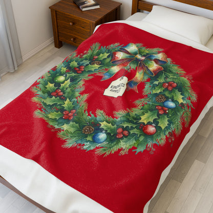 Christmas Wreath Velveteen Plush Blanket