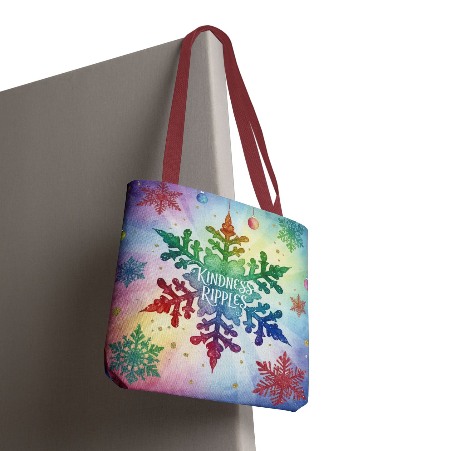 Kindness Ripples Winter Snowflake Tote Bag Colorful Kindness