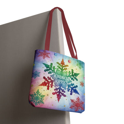 Kindness Ripples Winter Snowflake Tote Bag Colorful Kindness